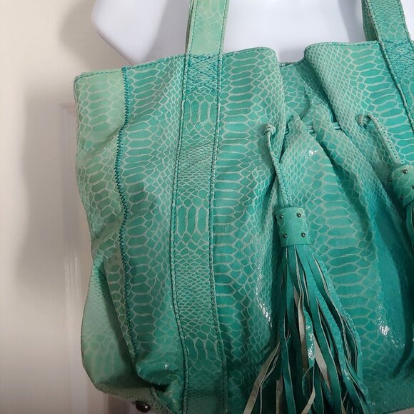 Carlos Falchi Green Shoulder Bag Soft Unstructured Design - Picture 3 of 16